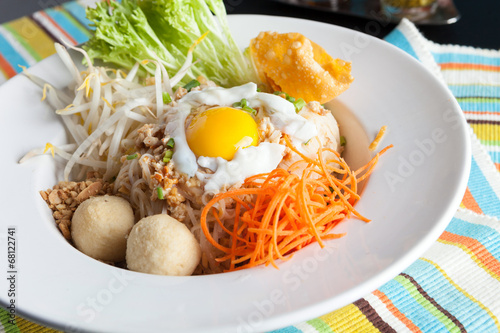 Thai Noodle Dish with Fried Egg photo