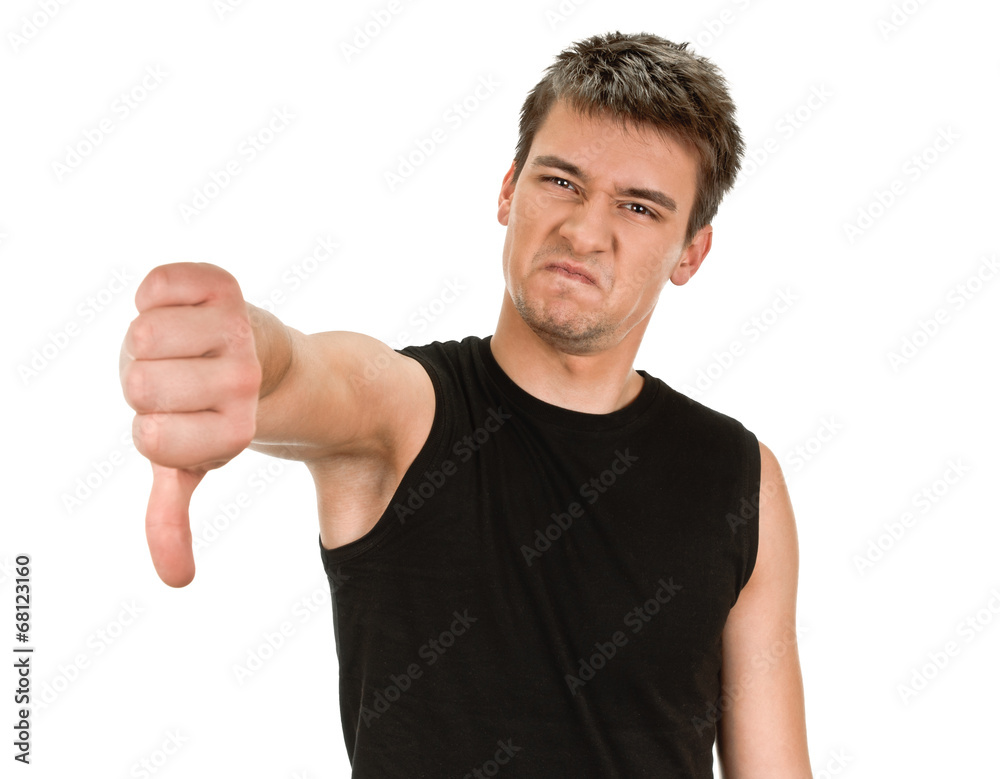 man thumbs down man thumbs down