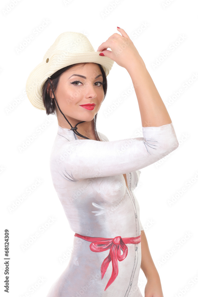 girl with a body painting in the style of pin up girl with a body painting in the style of pin up