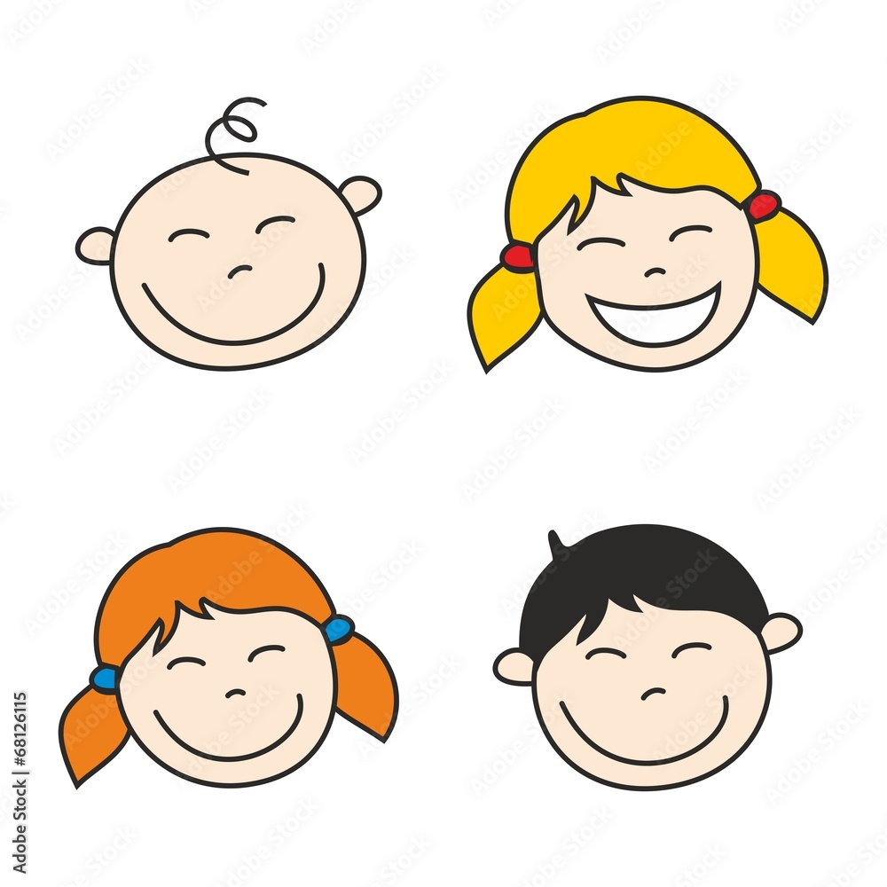 Happy kids hand drawn vector illustration isolated on white Happy kids hand drawn vector illustration isolated on white