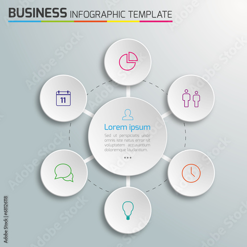 6-Step process infographics light vector background