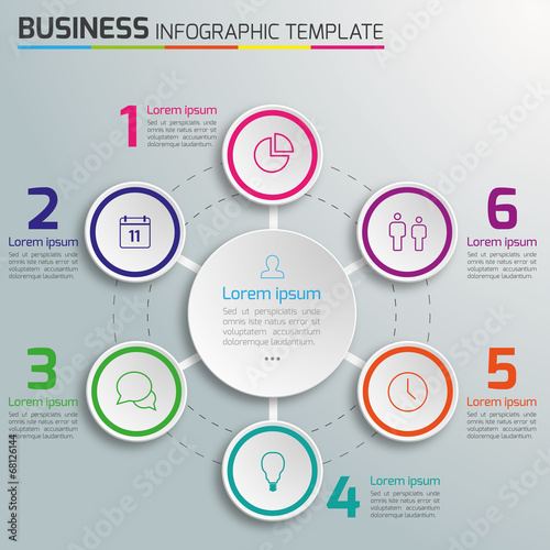6-Step process infographics light vector background