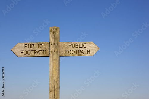 wooden public footpath sign