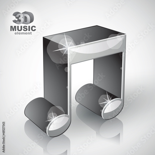Funky metallic musical note 3d modern style icon 