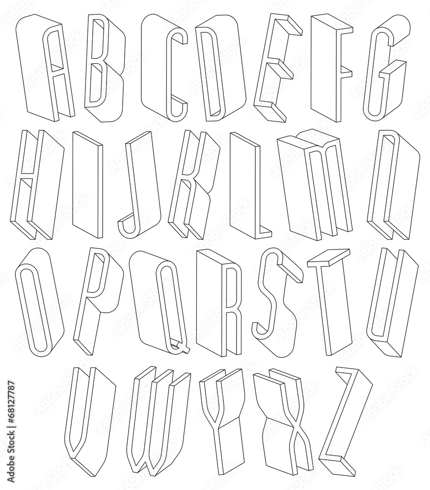 Black and white 3d font made with thin lines. Black and white 3d font made with thin lines.