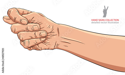 Fig fico hand sign, detailed vector illustration.
