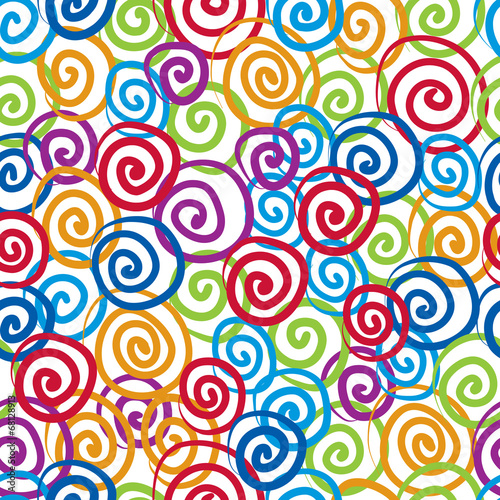 Seamless curls background, vector seamless pattern, colorful.