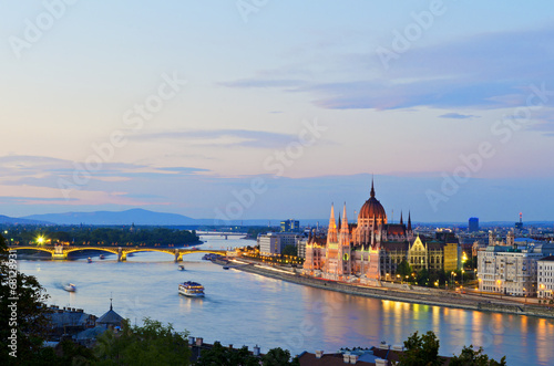 The Hungarian Parliament Building by the Danube River