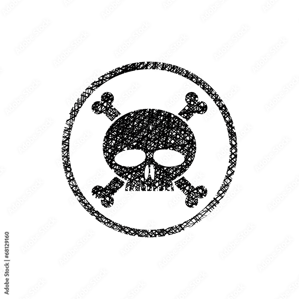 Scull with crossbones vector icon with hand drawn lines texture. Scull with crossbones vector icon with hand drawn lines texture.