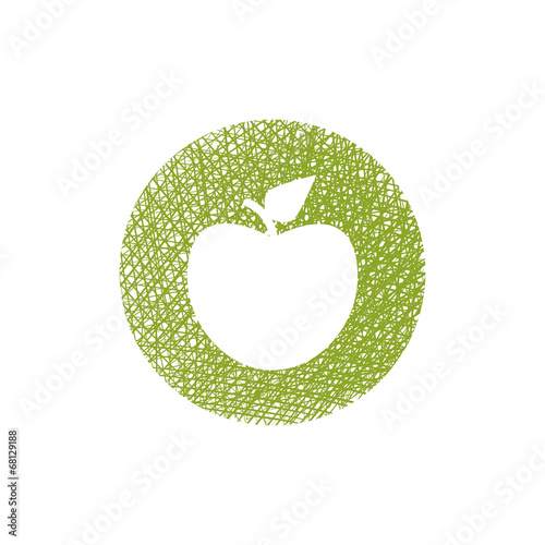 Green apple icon with hand ...