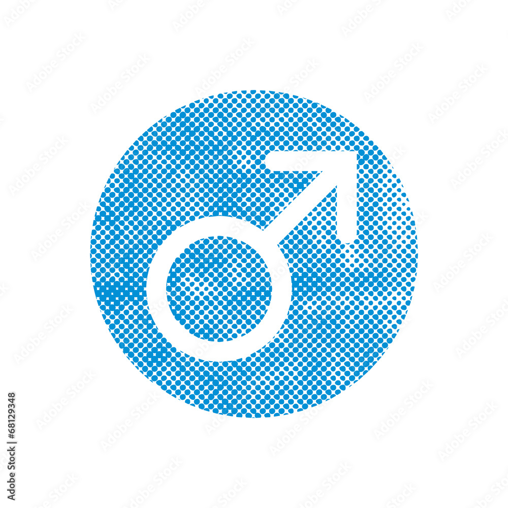 Male symbol Mars vector icon with pixel print halftone dots Male symbol Mars vector icon with pixel print halftone dots