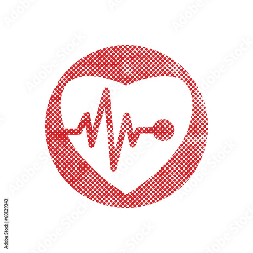 Cardiology icon with heart and cardiogram, vector icon