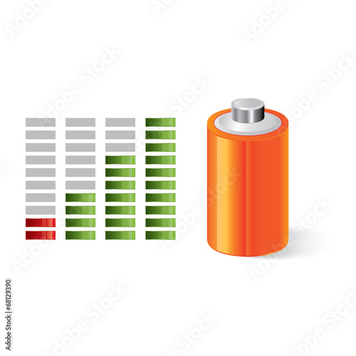 Battery with power indicator, energy saving concept