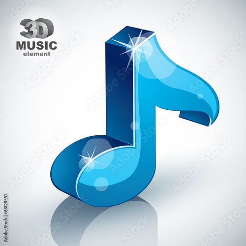 Blue musical note icon isol...