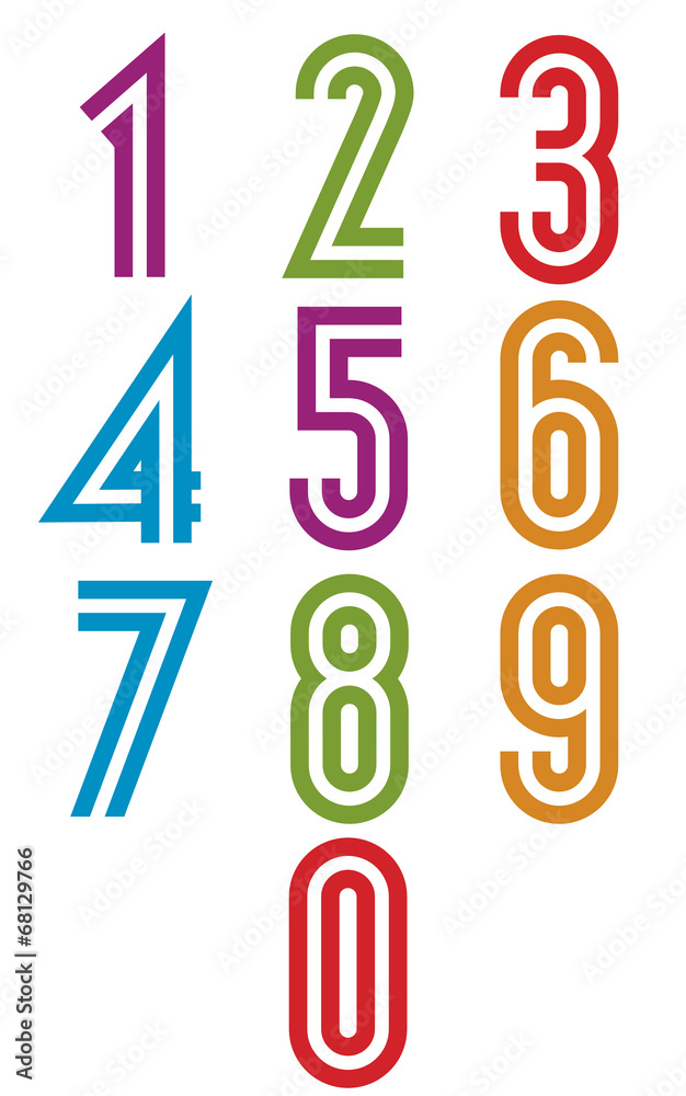 Double stripes funky numbers set. Double stripes funky numbers set.