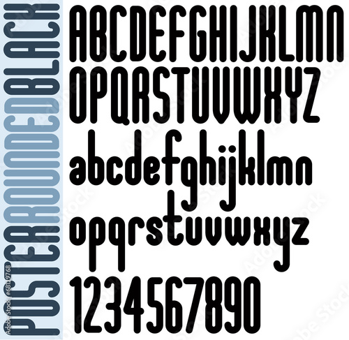 Poster Rounded Bold Condensed Tall font for headlines.