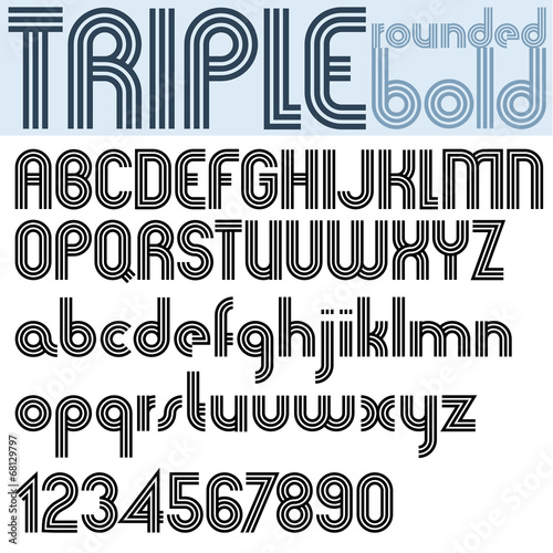 Retro triple line rounded bold font.