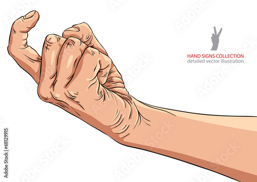 Come on hand sign, detailed vector illustration.