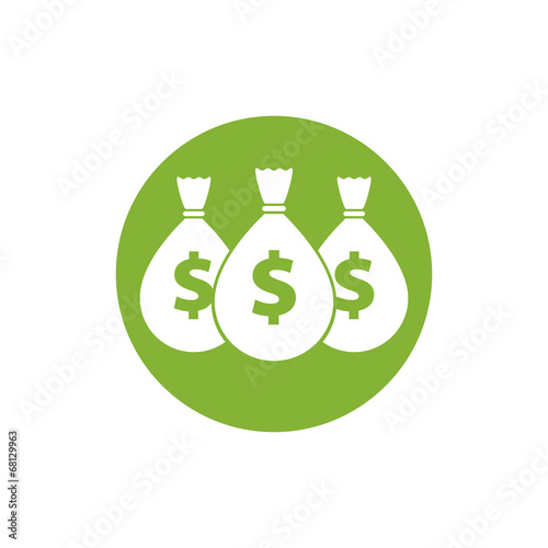 Money icon with three bags, vector.