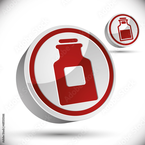 Medical bottle 3d vector icon.