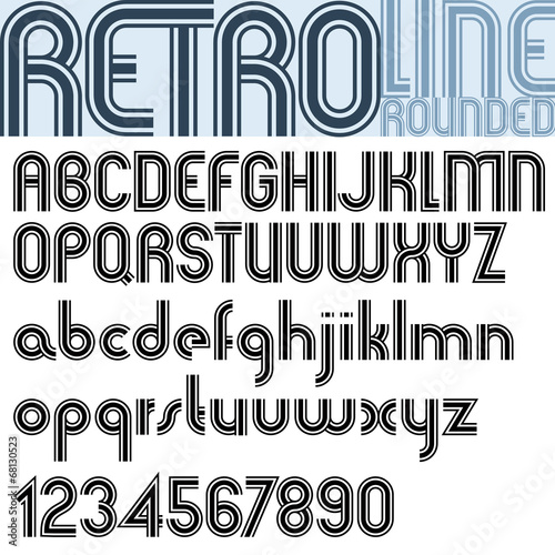 Retro triple line stripes font, pattern old style alphabet.