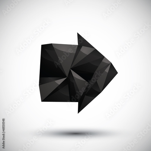 Black arrow geometric icon made in 3d modern style