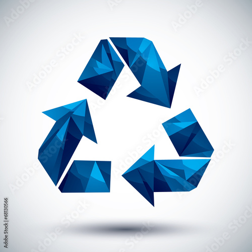 Blue recycle geometric icon...