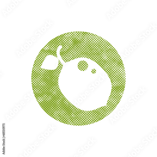 Icon lime with pixel print halftone dots texture.