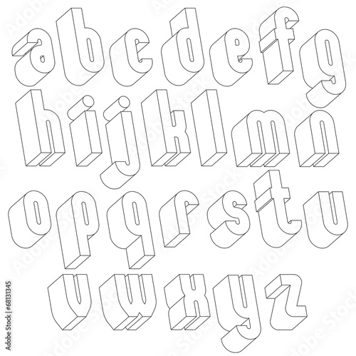 Black and white 3d font made with thin lines.