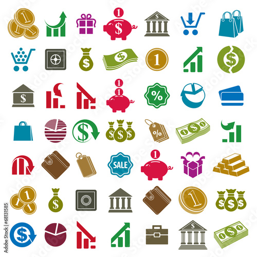 Money icons isolated on whi...