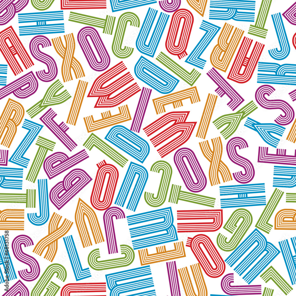 Geometric seamless pattern with letters, vector Geometric seamless pattern with letters, vector