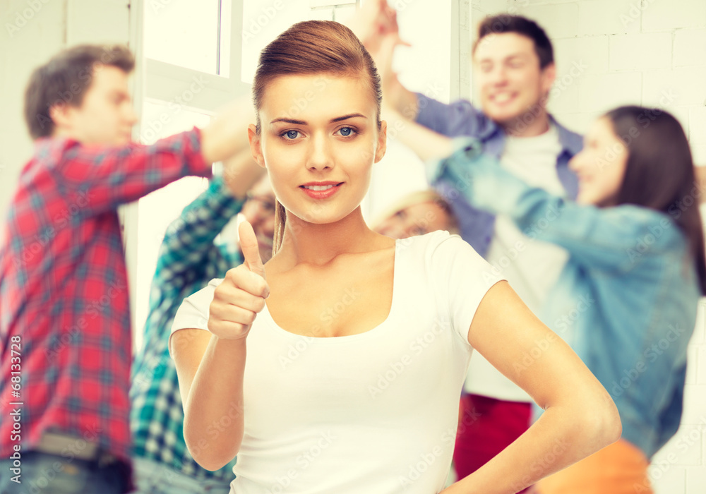 woman showing thumbs up woman showing thumbs up
