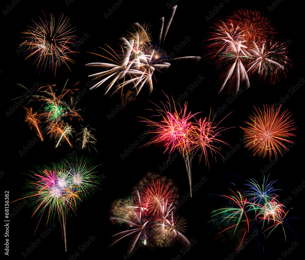 Beautiful firework set on black background. large resolution