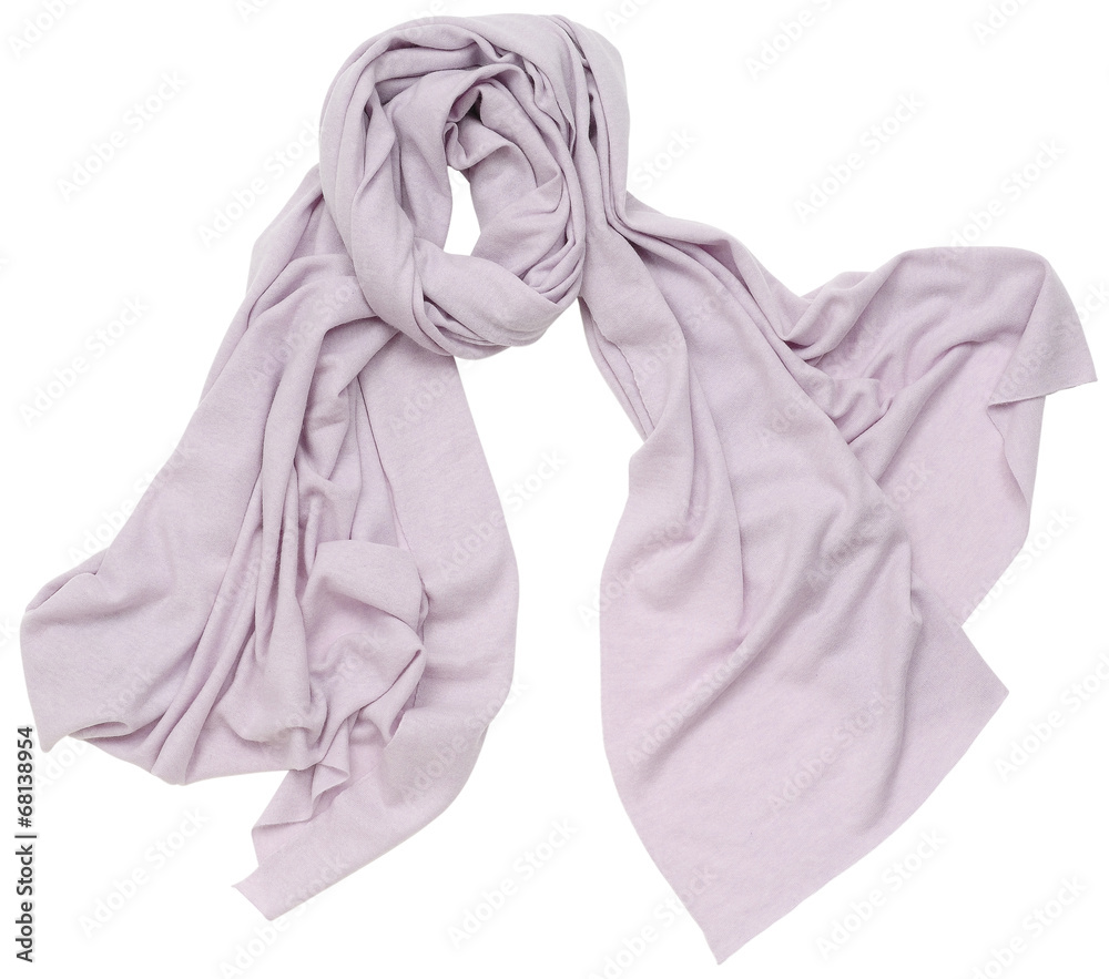 Lilac scarf on white background Lilac scarf on white background