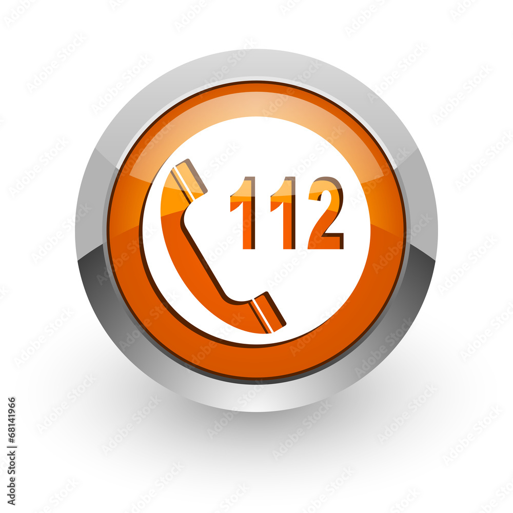 emergency call orange glossy web icon