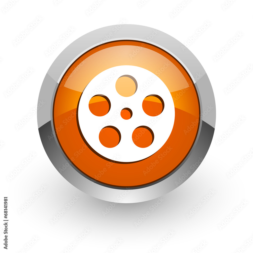 Fototapeta premium video orange glossy web icon