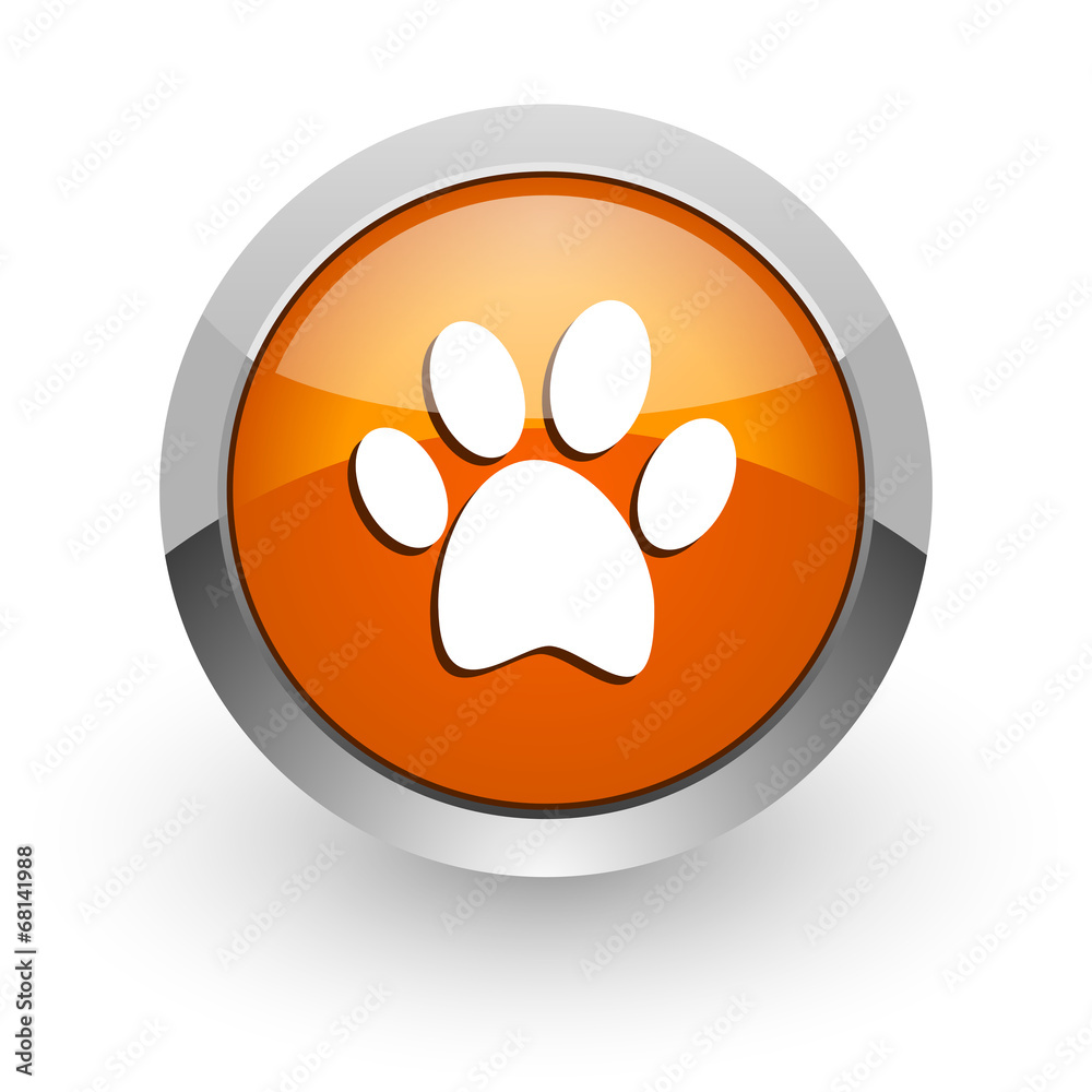 foot orange glossy web icon