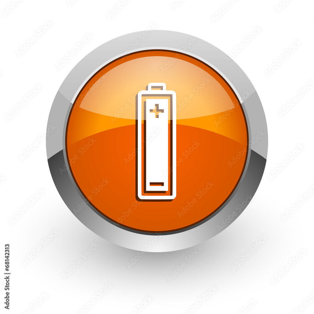 battery orange glossy web icon battery orange glossy web icon