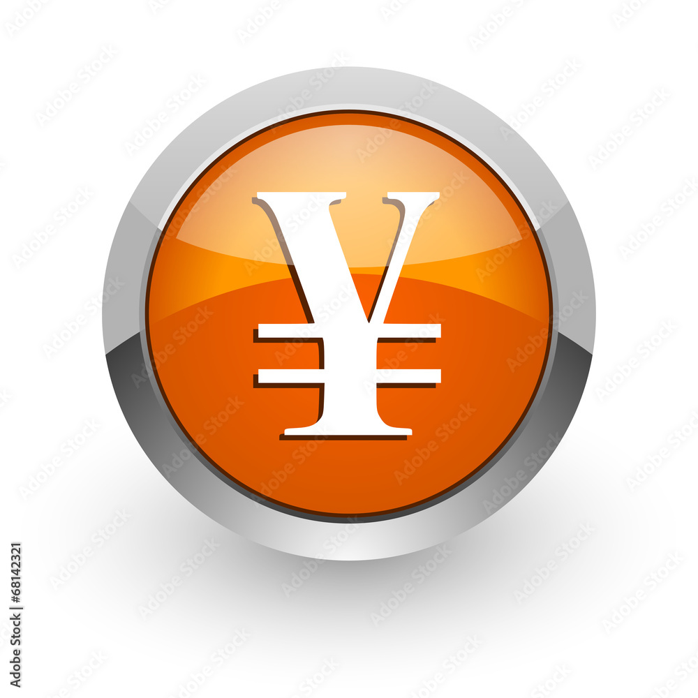 Obraz premium yen orange glossy web icon