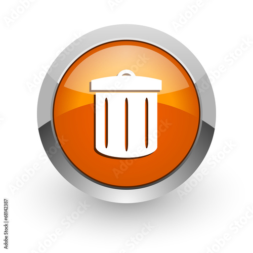 recycle orange glossy web icon