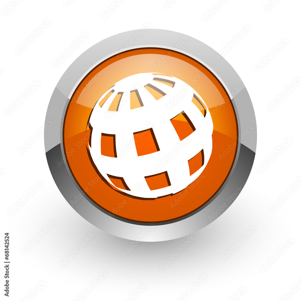 earth orange glossy web icon