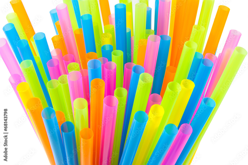 Colorful drinking straws isolated on white background Colorful drinking straws isolated on white background