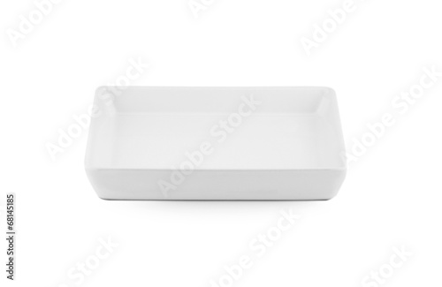 White square plate on white background