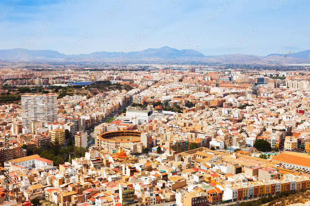 general view of Alicante cityscape with arena