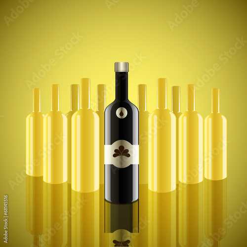 Realistic vector bottles with yellow background.