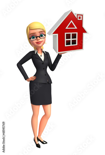 Young Business Woman with home