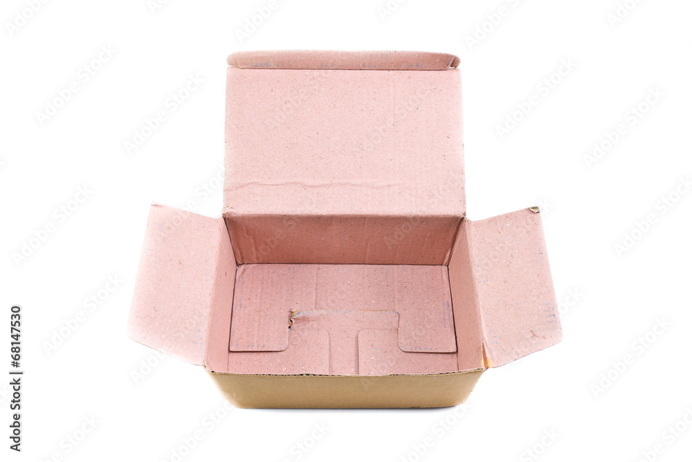 Obraz premium Open cardboard box on a white background