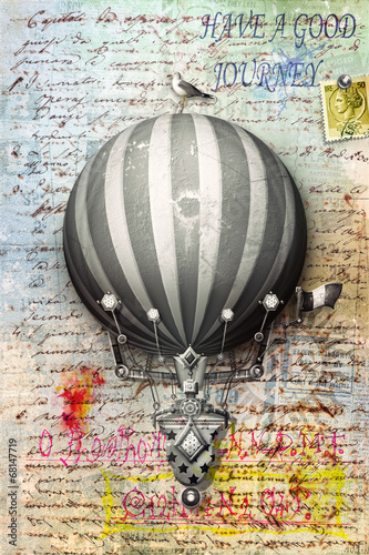 Postcard background with montgolfier