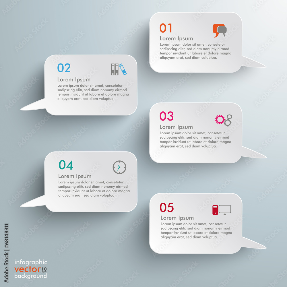 5 Rectangle Speech Bubbles Infographic