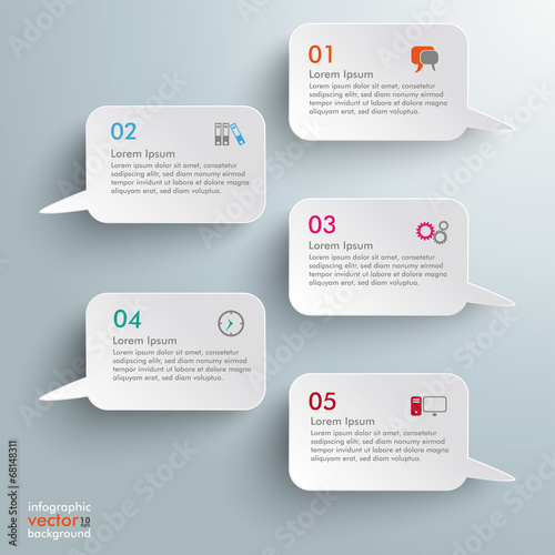 5 Rectangle Speech Bubbles Infographic